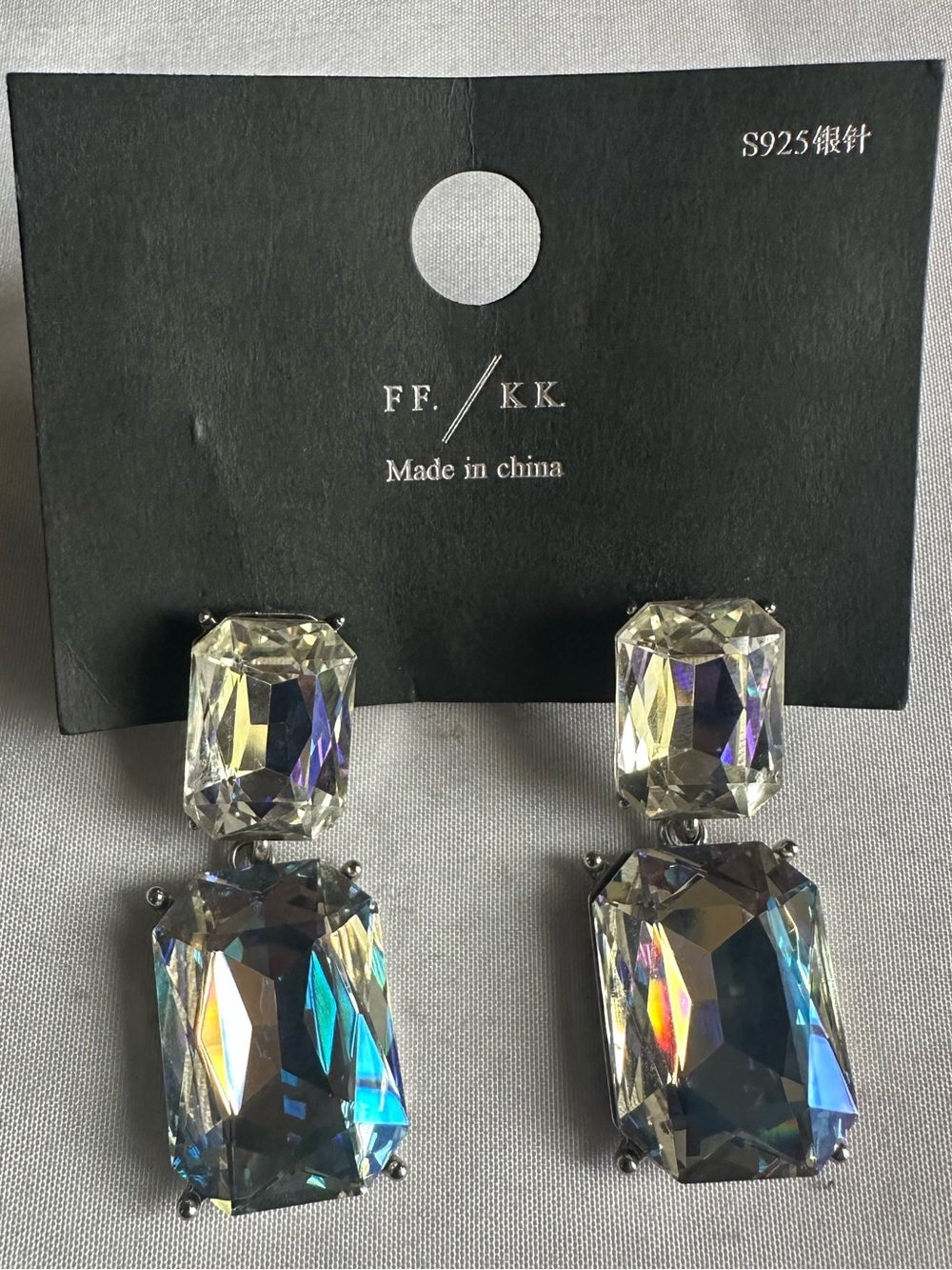 NWT Crystal Drop Earrings - Iridescent Clear Stones
